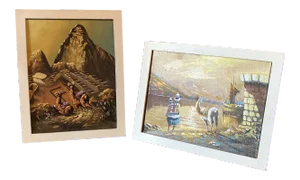 1970s Hand Painted Llama Paintings- a Pair