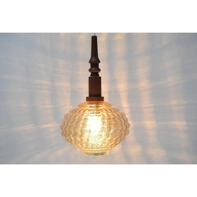 Brown Mid-Century Glass Pendant, 1960s For Sale - Image 8 of 11