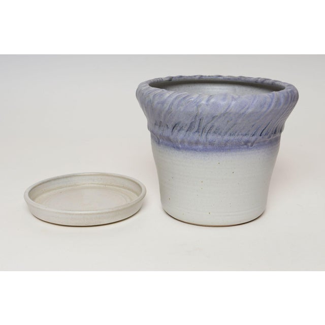 Vintage Lilac and Pale Gray Studio Ceramic Planter With Plate by Deanna Nichols For Sale In New York - Image 6 of 18