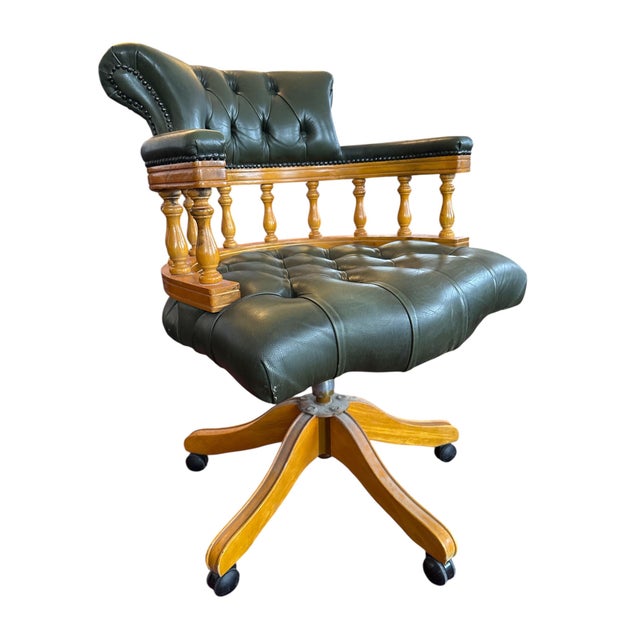 Vintage Captains Desk Chair For Sale - Image 5 of 5