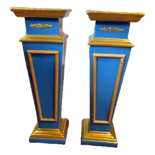 1890 Russian Art Nouveau Gold Leaf Porcelain Pedestals For Sale