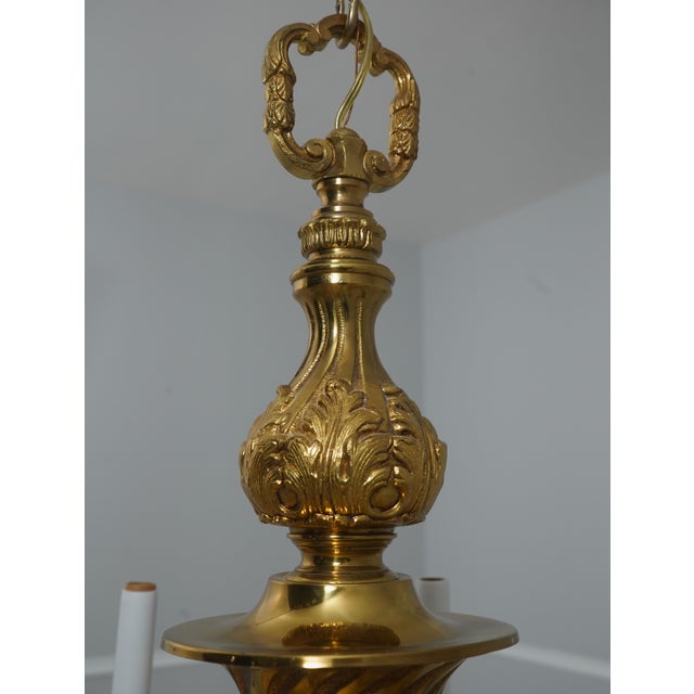 1980s French Empire Style Solid Brass 8 Arm Chandelier For Sale - Image 5 of 14