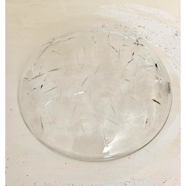 What an unusual modern contemporary design from Czech crystal company Libera! 1” diameter large CLEAR crystal bowl - the...