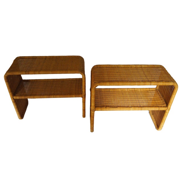 Rattan Side or Bedside Tables attributed to Henning Korch, Italy, 1970s, Set of 2 For Sale - Image 9 of 9