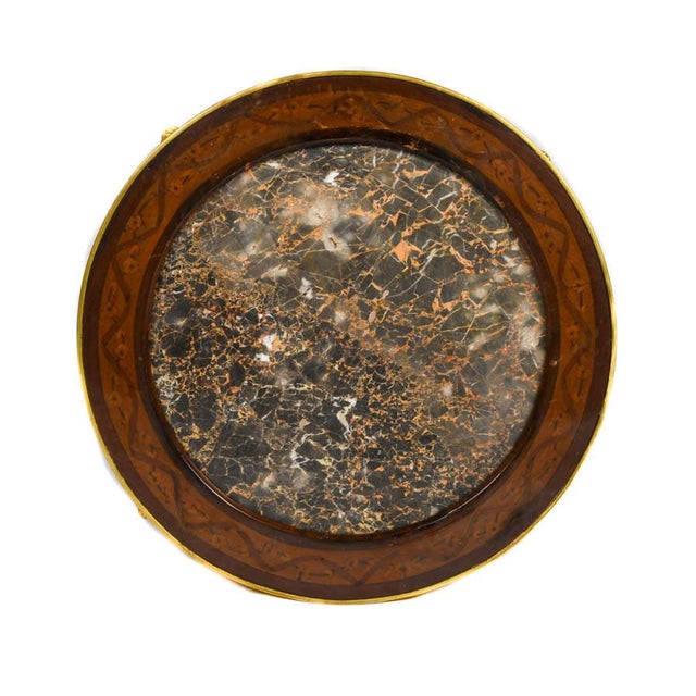 Wood French Satinwood & Gilt Bronze Marble-Top Round Side Table, Early 20th Century For Sale - Image 7 of 9