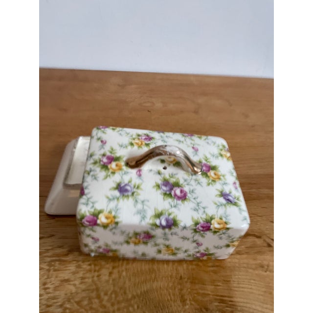 Antique White Vintage Hotta Yu Shoten Japanese Chintz Butter Dish - Hand-Painted No. 2748 For Sale - Image 8 of 18