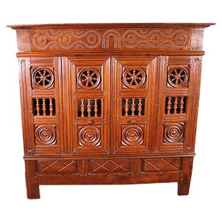 17th Century Breton Wardrobe or Cupboard in Oak Turning in Boxwood For Sale