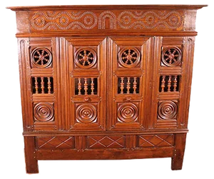 17th Century Breton Wardrobe or Cupboard in Oak Turning in Boxwood