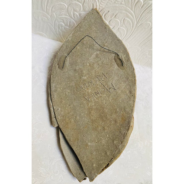 Studio Pottery Leaves Shaped Wall Pocket Signed Monica Rickhoff 1993 For Sale - Image 4 of 8