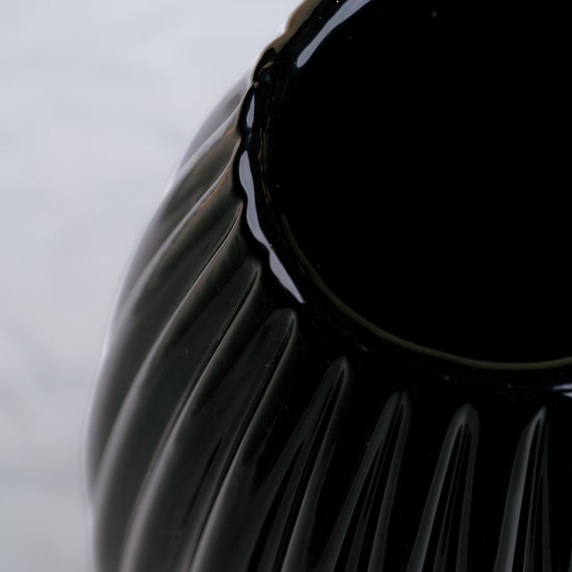 Ribbed Vase in Gloss Black Murano Glass from Fendi Casa, 1990s, in Flawless conditions. Designed 1990 to 1999