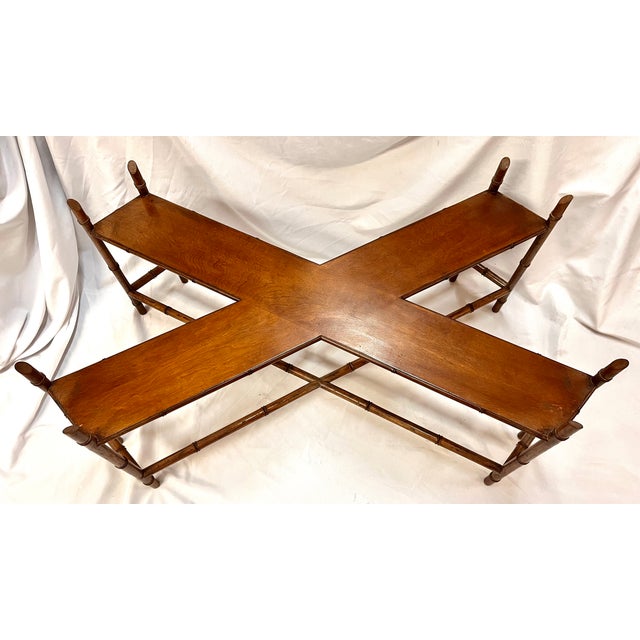 Brass Vintage Bamboo Coffee Table With Brass Tray For Sale - Image 8 of 11