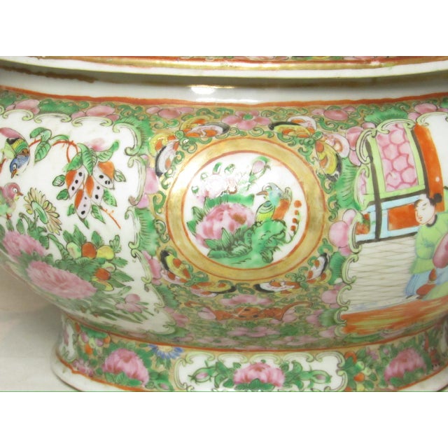 1900s Chinese Style Export Rose Medallion Porcelain Tureen For Sale - Image 9 of 17
