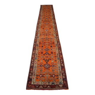 Hand-Knotted Kurdish Runner Extra Long Runner Rug - 2′9″ × 17′7″ For Sale