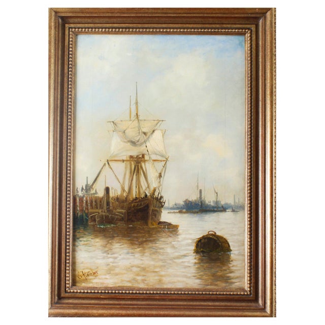 Edward Henry Eugene Fletcher, Riverscape, 19th-Century, Oil on Canvas, Framed For Sale