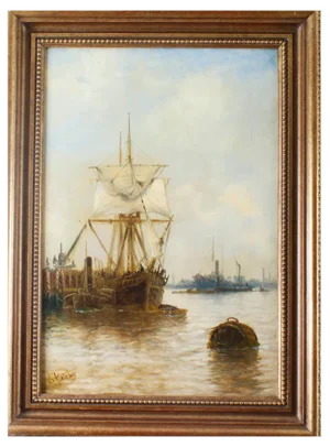 Edward Henry Eugene Fletcher, Riverscape, 19th-Century, Oil on Canvas, Framed