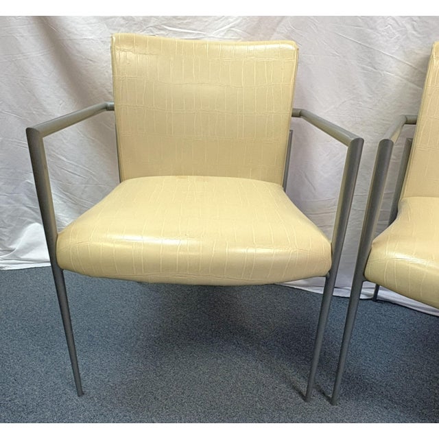 Late 20th Century Hickory Business Furniture Faux Croc and Metal Office Chairs - A Pair For Sale - Image 5 of 18