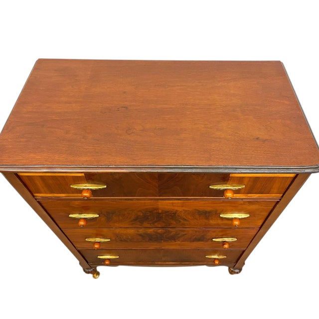 Antique Art Deco Dresser With Bakelite and Brass Finished Handles For Sale - Image 4 of 10