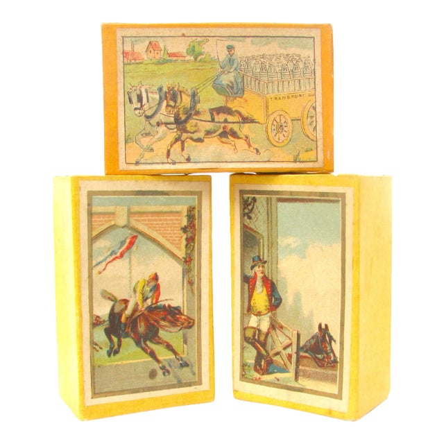 19thC French Equestrian Motif Boxes, S/3 For Sale