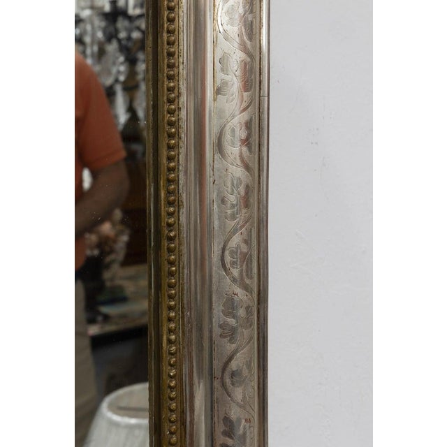 French French Silver Leaf Louis Philippe Wall Mirror For Sale - Image 3 of 6