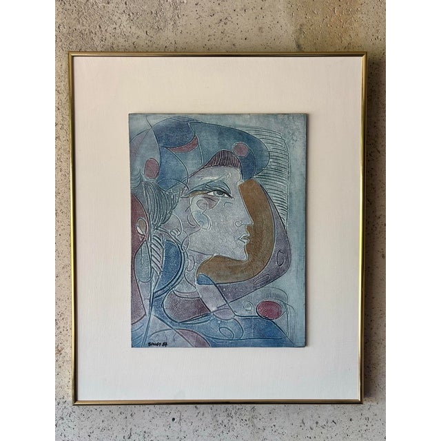 Vintage Jean-Claude Gaugy Signed Oil on Board Portrait 1987 Framed French Modern For Sale - Image 4 of 5