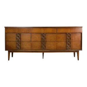 Mid Century Modern Walnut Dresser by Bassett Furniture
