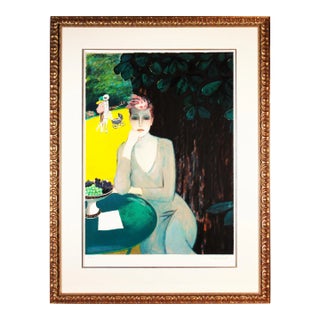 Jean-Pierre Cassigneul, "La Lettre" Large color lithograph, 1990 For Sale