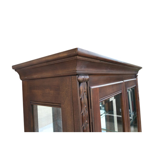 1990s 1990s Ethan Allen British Classics Curio Cabinet China Hutch Display Breakfront Cherry For Sale - Image 5 of 14