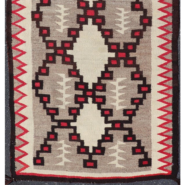 Tribal Vintage American Navajo Flat Weave With Geometric Red and Black Design 2'10 X 6 For Sale - Image 3 of 11