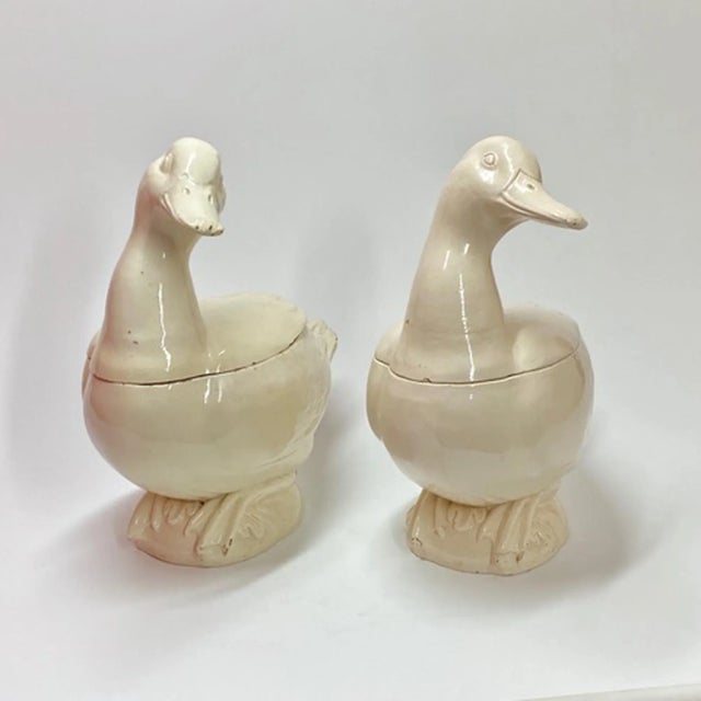 Ceramic Italian Creamware Trompe l'Oeil Tureens in the Form of Ducks, Nove Di Bassano For Sale - Image 7 of 13