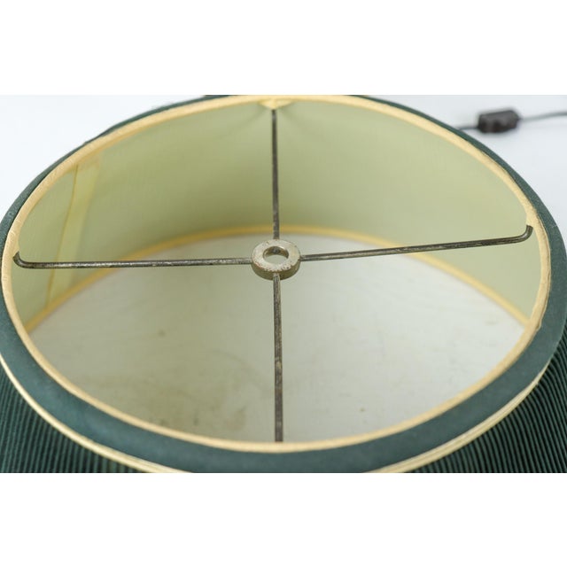 Metal Vintage Brass Bouillotte Library Lamp With Green Pleated Shade For Sale - Image 7 of 13