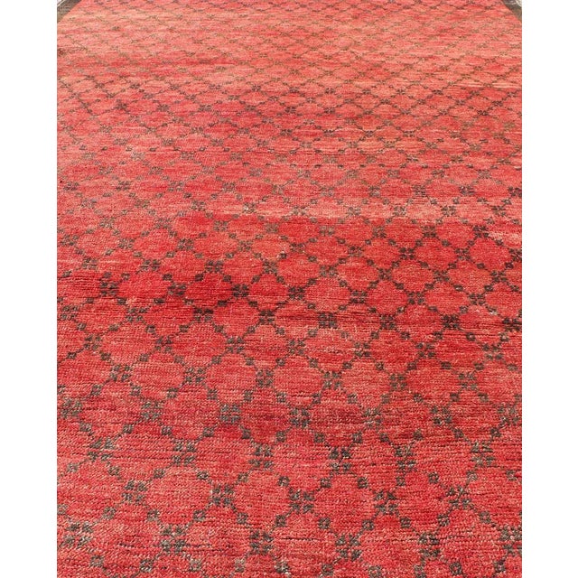 Mid 20th Century Keivan Woven Arts Turkish Konya Rug With a Modern Design in Red and Brown For Sale - Image 5 of 9