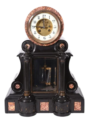 Antique French Marble and Bronze Mantle Clock