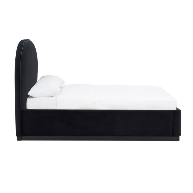 Marlow Performance Velvet Queen Bed, Black For Sale - Image 4 of 11