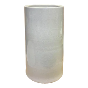 Chinese Off White Porcelain Crackle Pattern Column Vase Holder