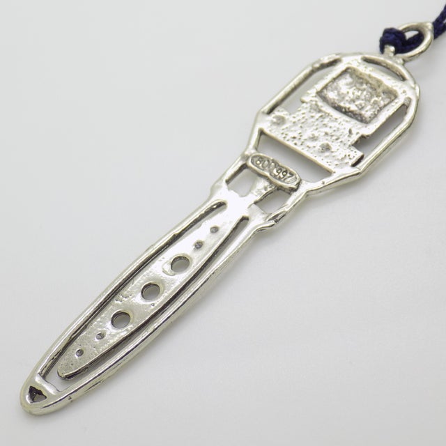 1980s Vintage Italian Handmade Genuine Silver 90s Computer Desktop Bookmark With Tassel For Sale - Image 5 of 8