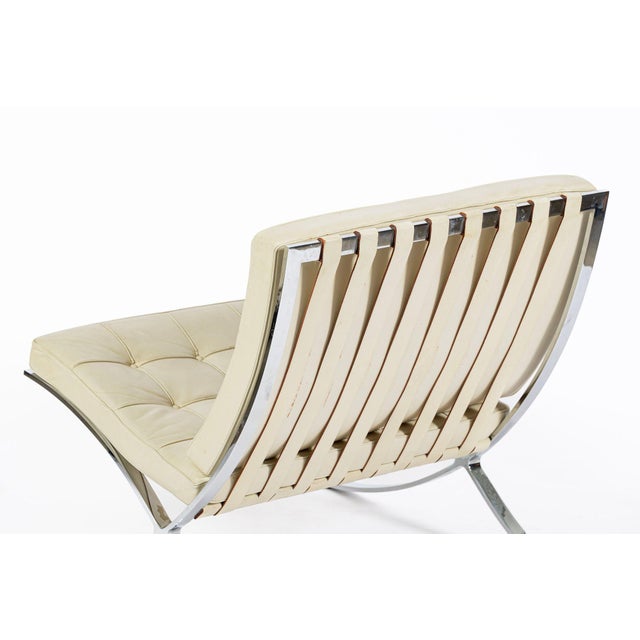 Mid Century Cream Barcelona Chairs by Mies Van Der Rohe for Knoll, 1980s For Sale - Image 12 of 18