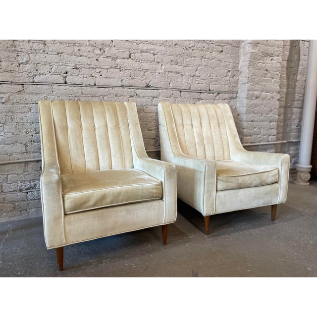 1960s Vintage Wingback Chairs - A Pair Plus Ottoman For Sale - Image 4 of 11