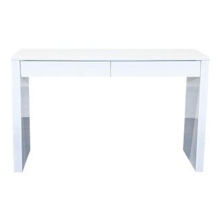 Cb2 Runway Modern White Desk With Two Drawers – Minimalist Home Office Desk For Sale