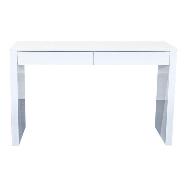 Cb2 Runway Modern White Desk With Two Drawers – Minimalist Home Office Desk For Sale
