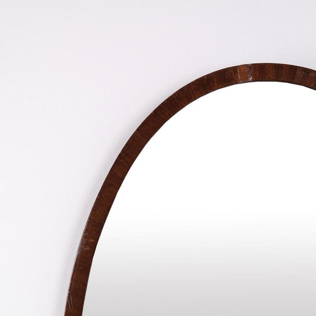 Oval Mirror with Slim Dark Wood Frame, 20th Century For Sale - Image 3 of 8