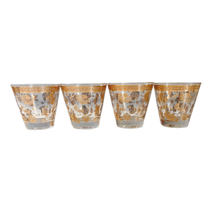 Culver "Chantilly" Pattern 22k Gold Tumbler Glasses, Set of 4 1950's Culver Barware