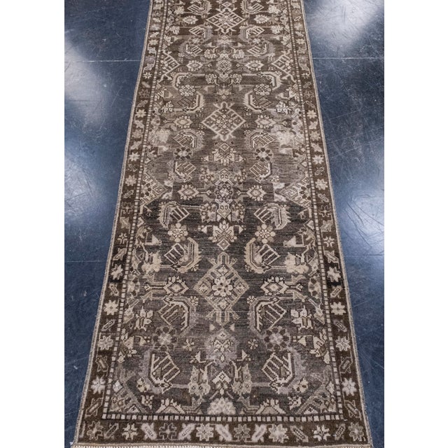 Modern Turkish Vintage Runner Rug Brown & Ivory Anatolian Handwoven Wool 2'6" X 9'3" For Sale - Image 3 of 10