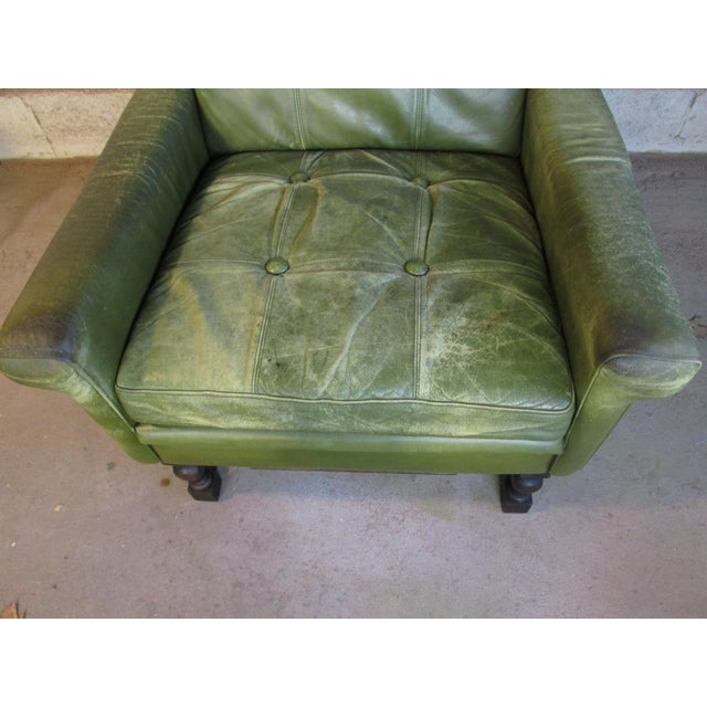 Vintage Danish Lounge Chair in Distressed Leather by Svend Skipper Circa 1970 For Sale - Image 9 of 14