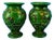 Antique Green Neo-Renaissance Vases in Relief by Vincenzo Corrente, 1890s, Set of 2 For Sale