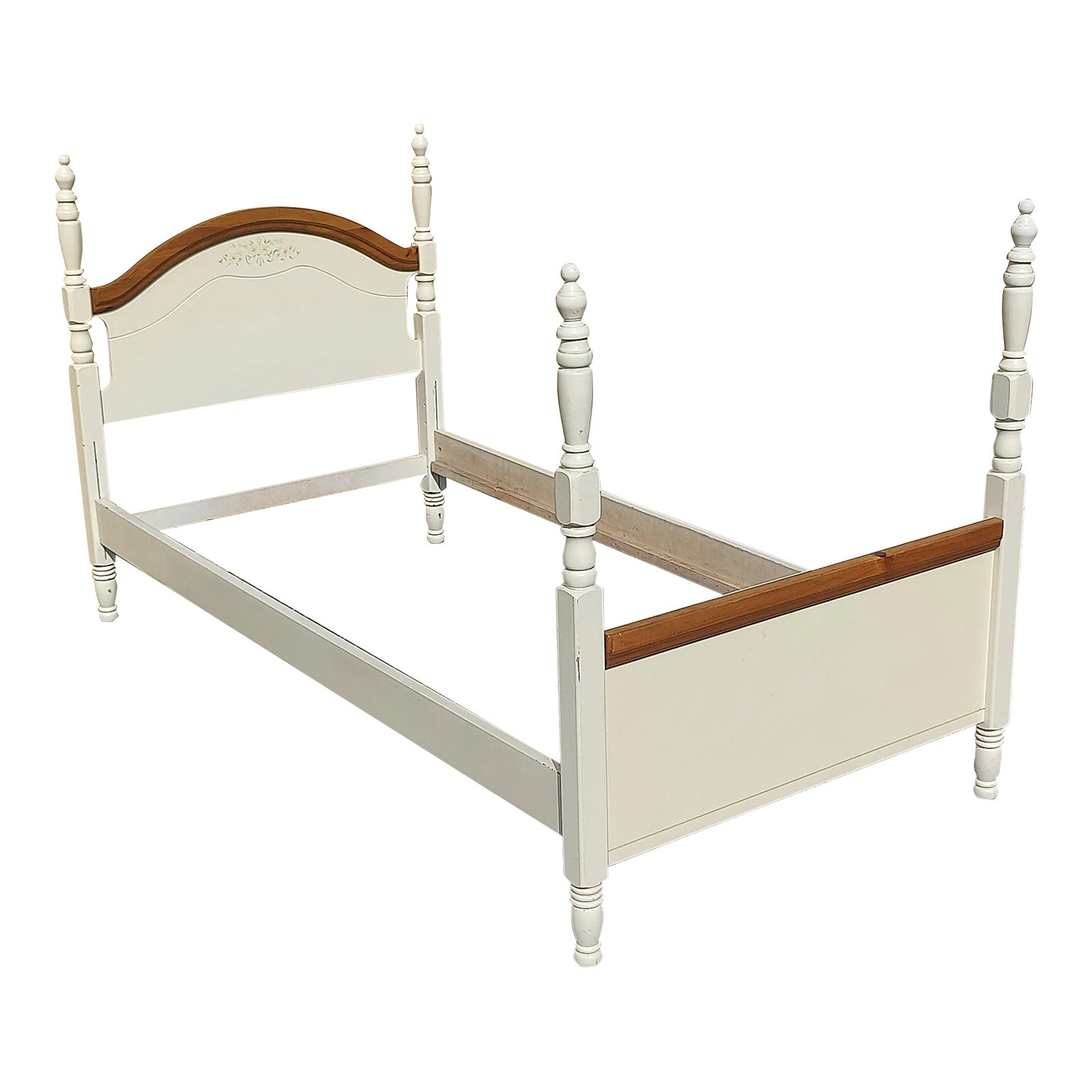 1950s Vintage Drexel Off White French Provincial Twin XL Bed