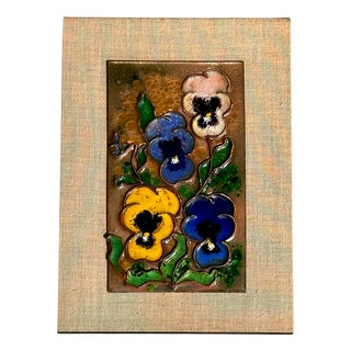 Small Enamel Art Picture in Cloisonné Technique with Floral Motif from Steg-Email, 1960s For Sale