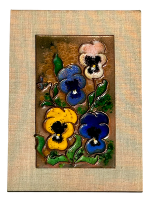Small Enamel Art Picture in Cloisonné Technique with Floral Motif from Steg-Email, 1960s