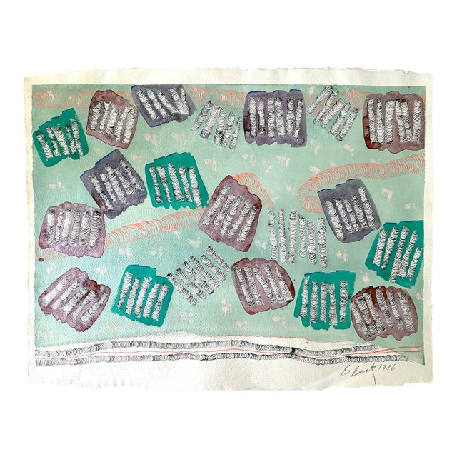 Barbara Beck 1986 Abstract Painting on Paper - Signed/Dated/Unframed For Sale