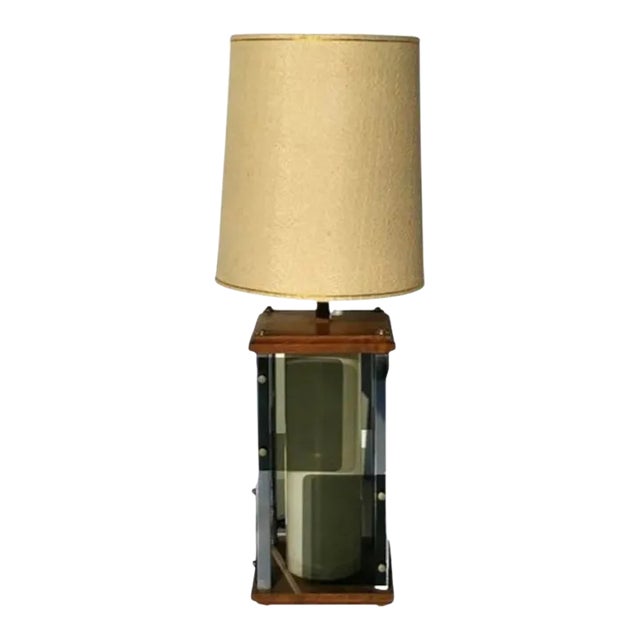 Mid Century Modern Table Lamp Acylic Lucite Walnut Nova of California For Sale