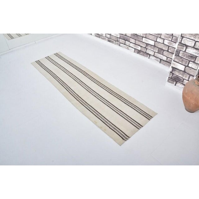 Turkish Vinatge Anatolian Stripe Kilim Runner For Sale - Image 3 of 10